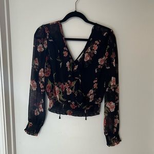 💐V-neck sheer blouse top